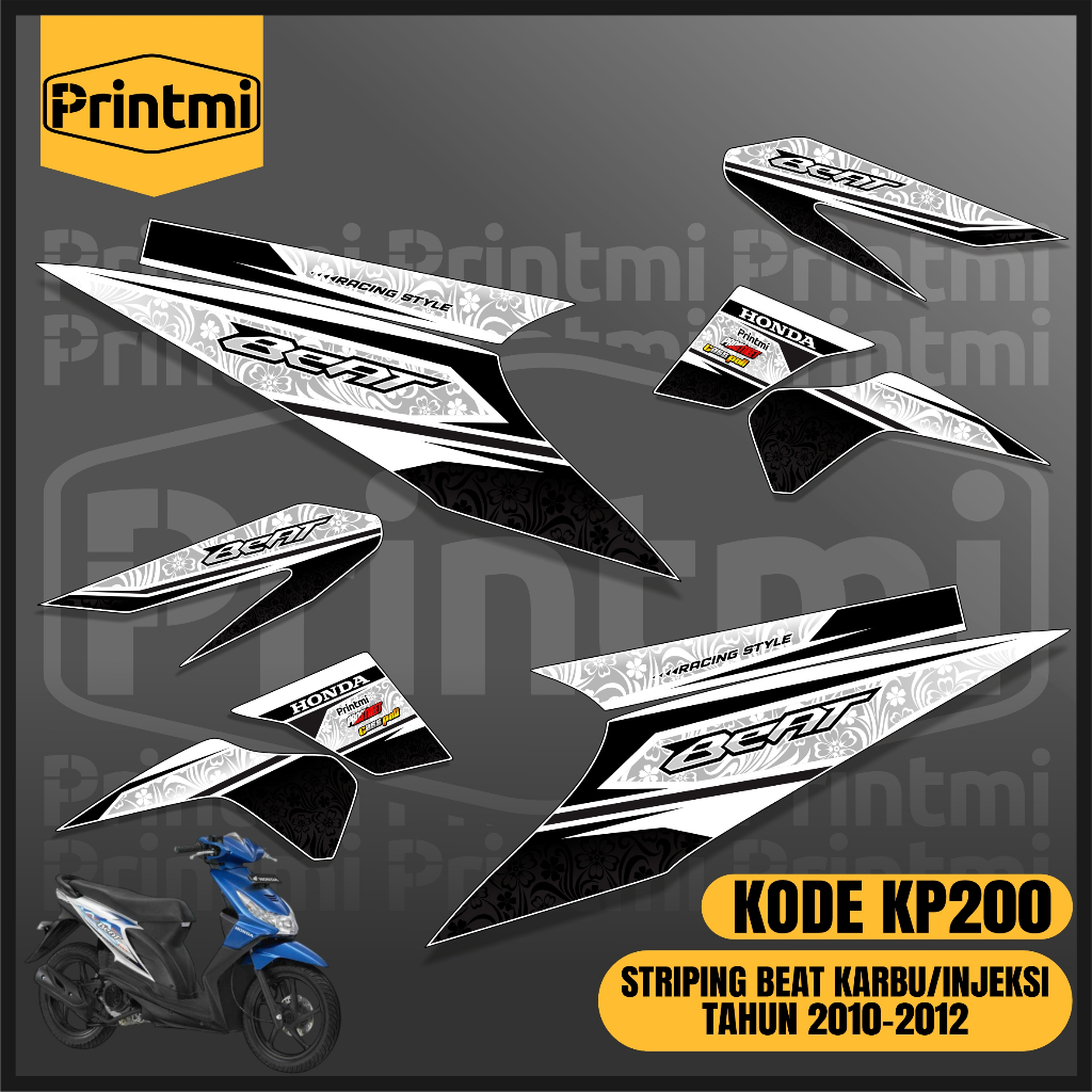 Printmi Striping Stiker Motor Beat Karbu Injeksi 2010 2011 2012 Simple Variasi List Modifikasi KP200