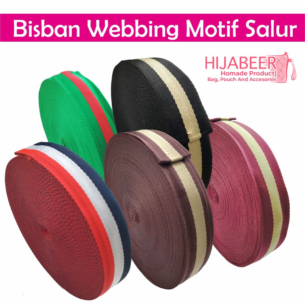Tali Bisban Motif Salur 4cm - Tali Bisban Motif GC (GUCCI) Tali Webbing - Tali Tas Per ROLL