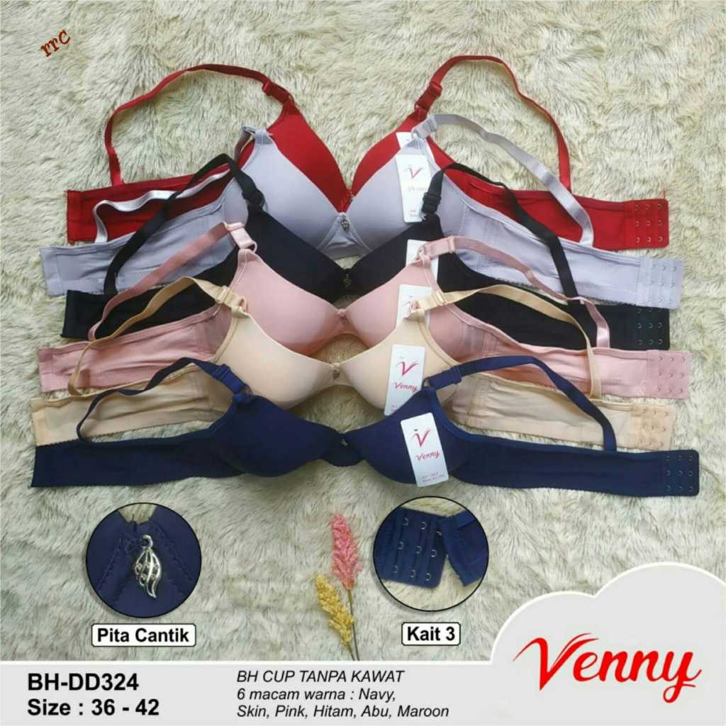 Bra Bh venny tanpa kawat busa tipis cup besar DD324