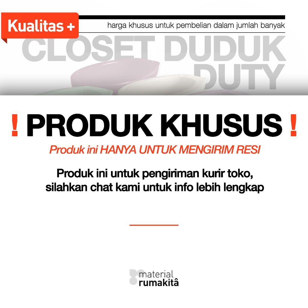[KURIR TOKO] Closet Duduk DUTY / Kloset Duduk Siram - Tutup Closet Warna