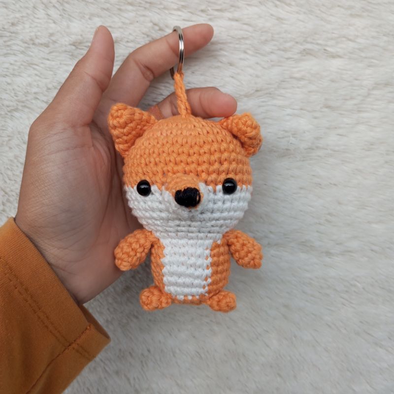 Chibi Fox Amigurumi Keychain • Boneka Rajut Fox Versi Chibi • Gantungan Kunci • Keychain • Dolls