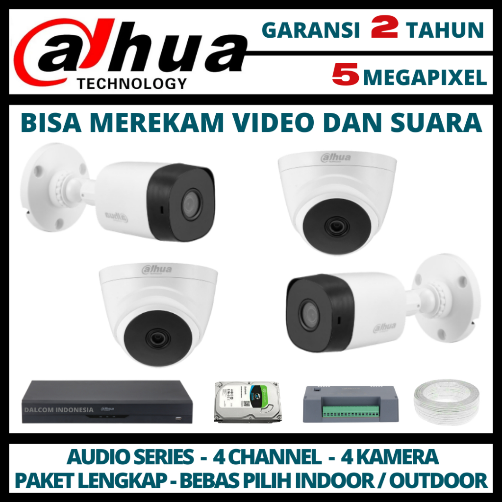 PAKET CCTV DAHUA 5MP DVR 4 CHANNEL 4 KAMERA