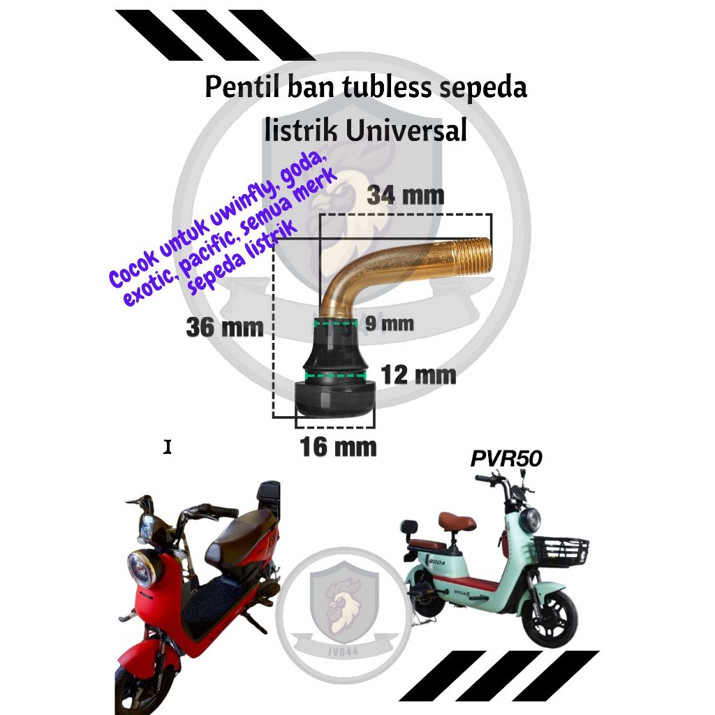 Pentil ban sepeda listrik Pentil bengkok sepeda listrik PVR50