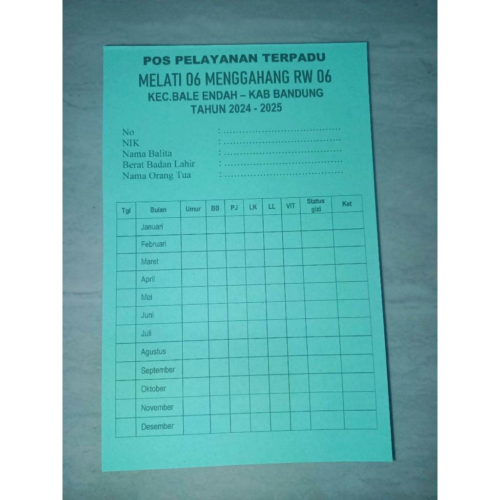 

KARTU POSYANDU ISI 50 bisa Costum Nama