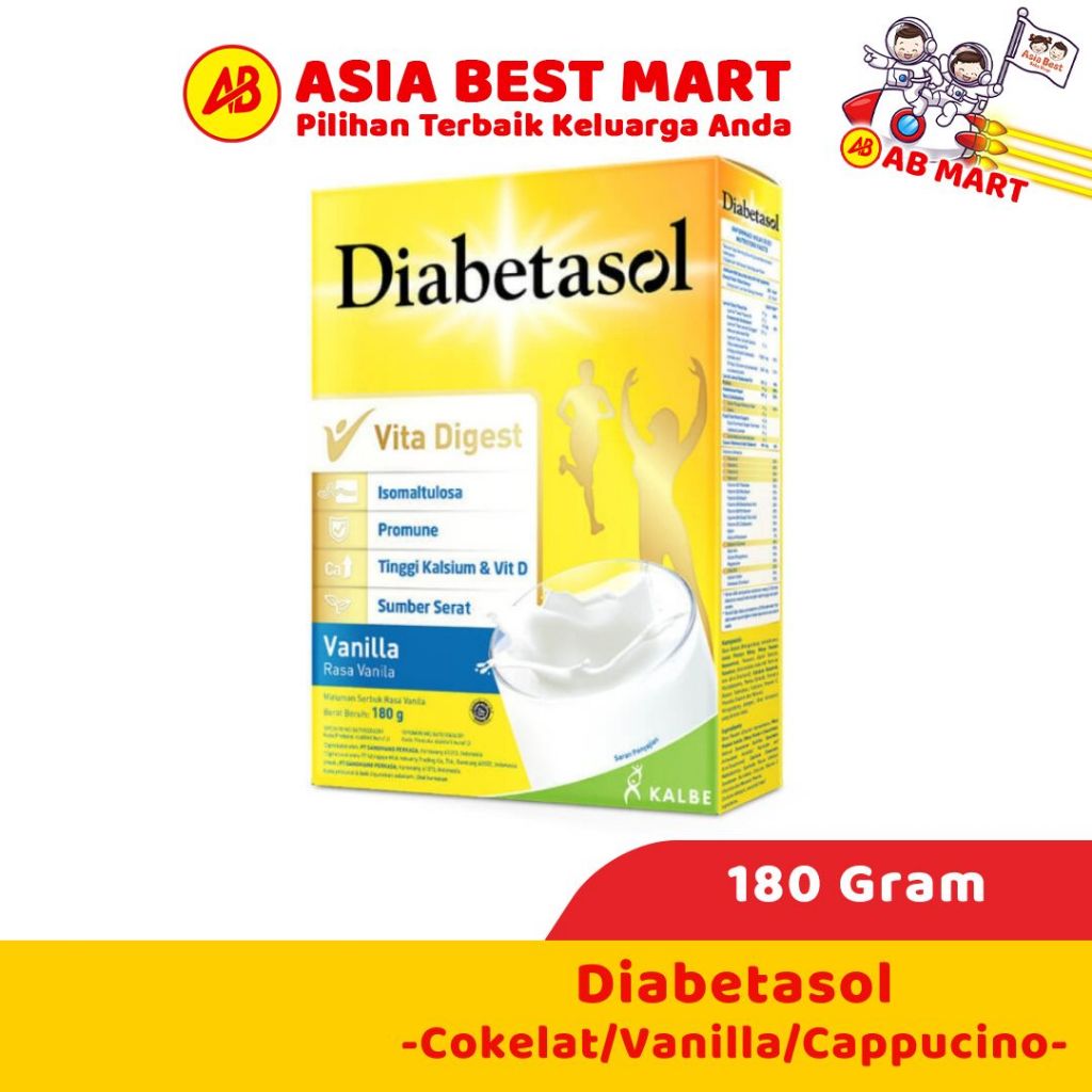 

Diabetasol 180gr Vanilla Cokelat Cappucino Susu Diabetes Minuman Nutrisi Diet