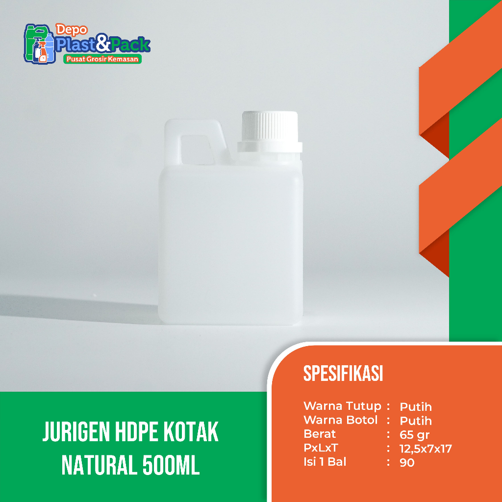 Jurigen HDPE Kotak Natural (transparan) 500 ml - jurigen madu
