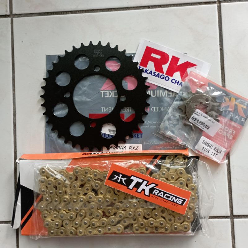 Gear set RK Takasago 415 RXK KING JUPITER Z VEGA R F1ZR Rantai TK Racing 130L 33 35 37 38 39 RK Taka