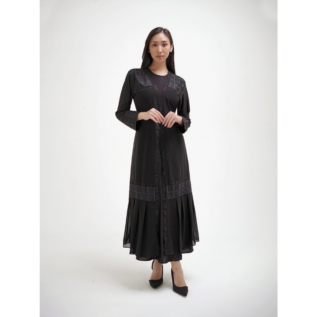 Kireina - Aghnia Abaya Dress Bahan Jersey Mix Ceruty