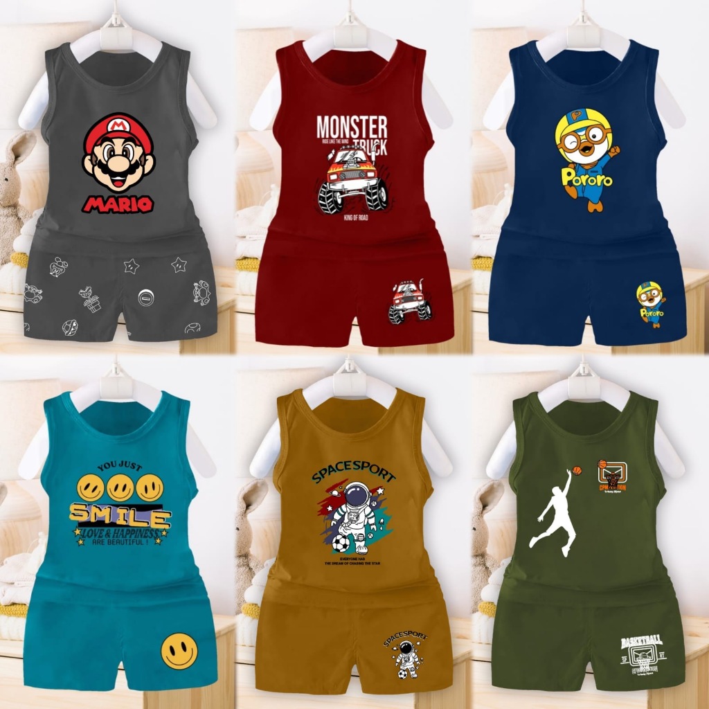 Termurah Valmelo Setelan Baju Anak Laki Laki/Setelan Singlet Anak Cowok
