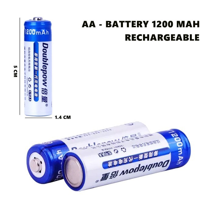 BATERAI RECHARGEABLE DOUBLEPOW BATTERY RECHARGEABLE AA 1200MAH
