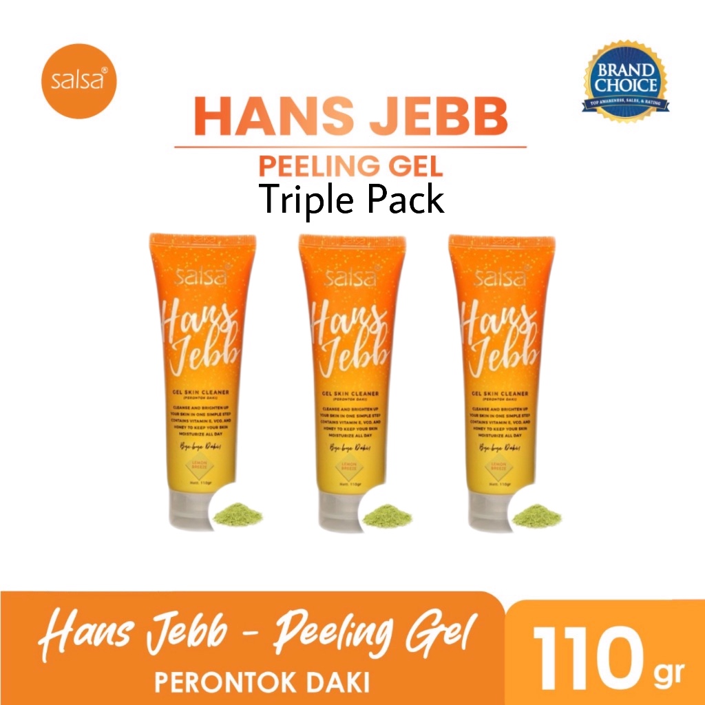 SALSA Hans Jebb Gel Skin Cleaner Green Tea Triple Pack Indonesia / Paket Perontok Daki 110gr 3 Pcs /