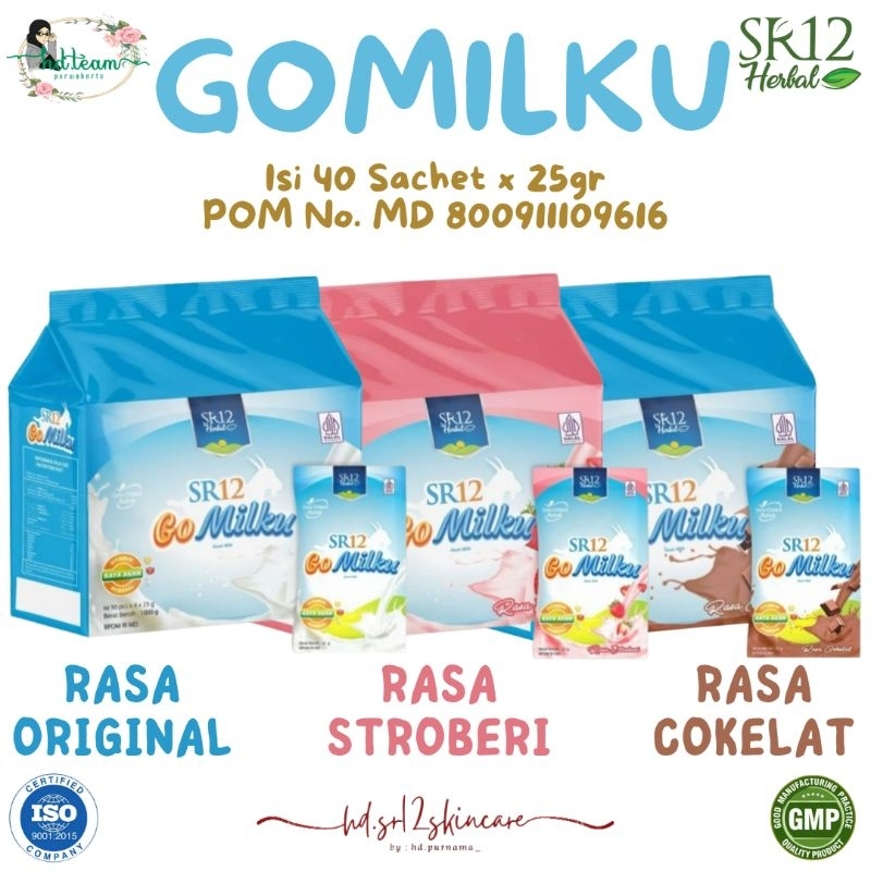 

GOMILKU SR12 Kemasan Pack Isi 40 Sachet Susu Kambing Etawa Premium Mix Varian Original Cokelat Stroberi