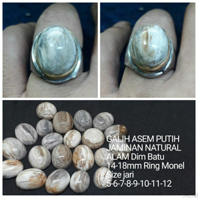 CINCIN BATU GALIH ASEM PUTIH NATURAL ALAM 100%