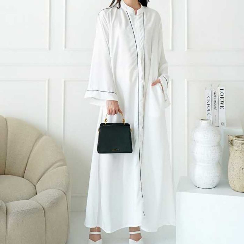 abaya black & white list / baju lebaran / baju muslim / gamis / busui / hitam putih / baju syar'i / 