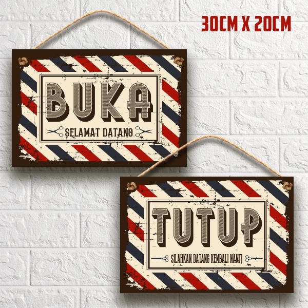 Papan tanda buka tutup open closed barbershop/pangkas rambut