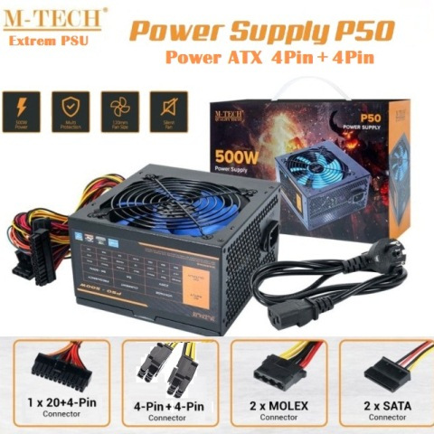 Power Supply PSU 500 Watt Power Supply PC