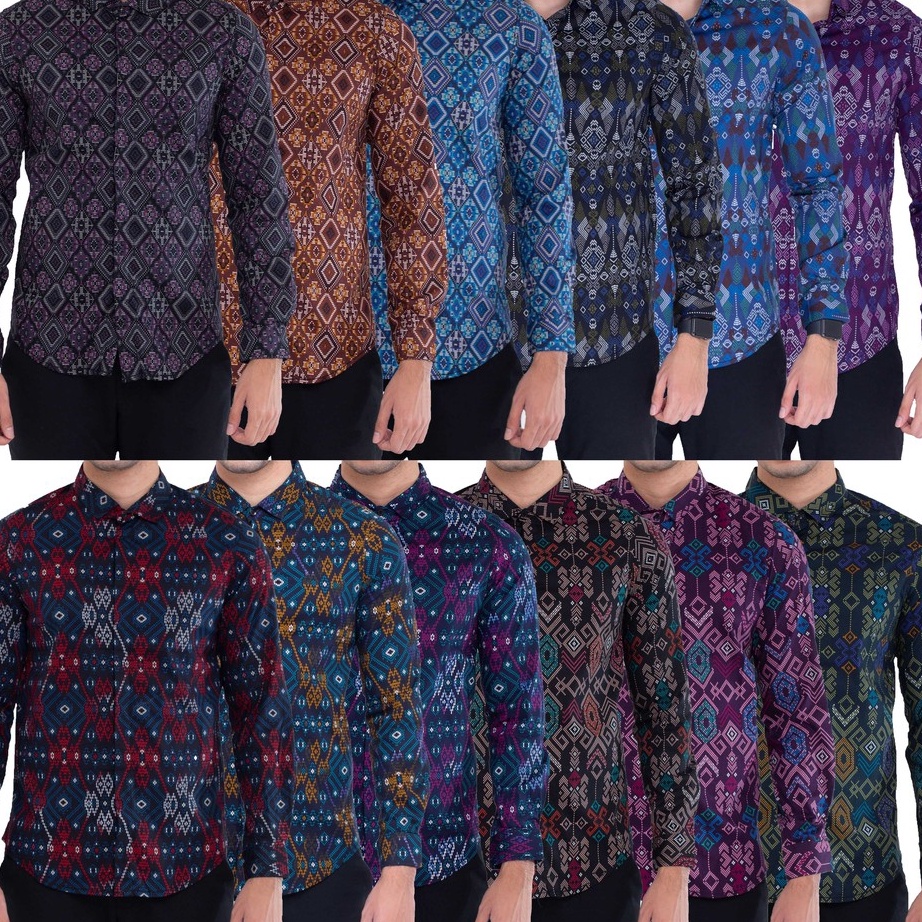 99 BRANDS FESTIVAL Atasan Pria Kemeja Batik Lengan Panjang All Motif Hitam Merah Ungu Slimfit Grosir