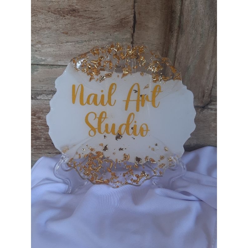 (CUSTOM)Resin pallete nail art 12,5cm| tatakan mahar ring box| souvenir| Wedding gift