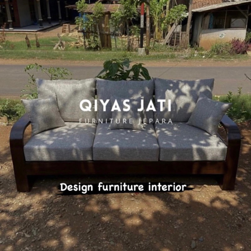 sofa ruang tamu sofa tv 3 seater kayu jati