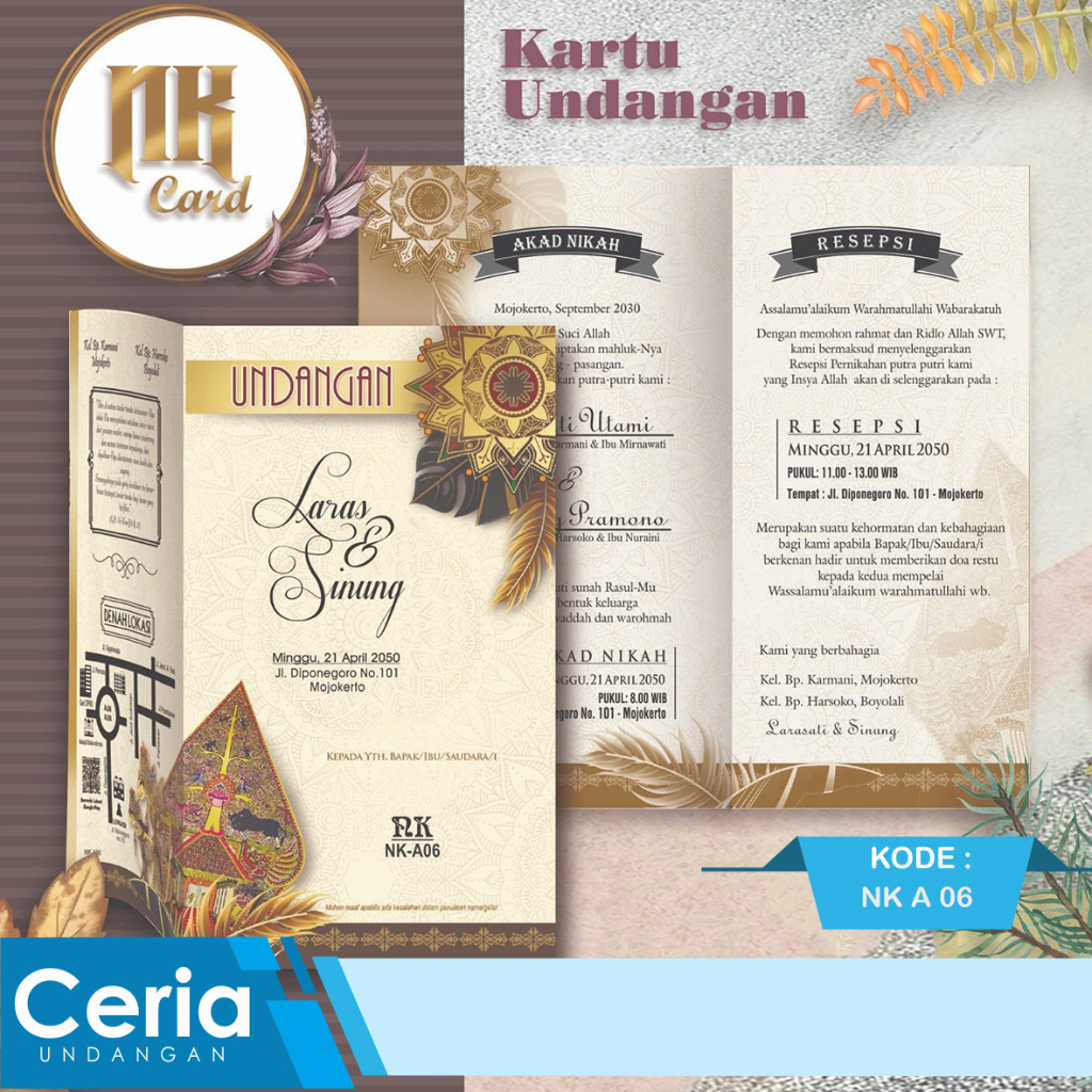 Blangko Kartu Undangan Pernikahan NK Card Seri NK A 06 Harga Termurah
