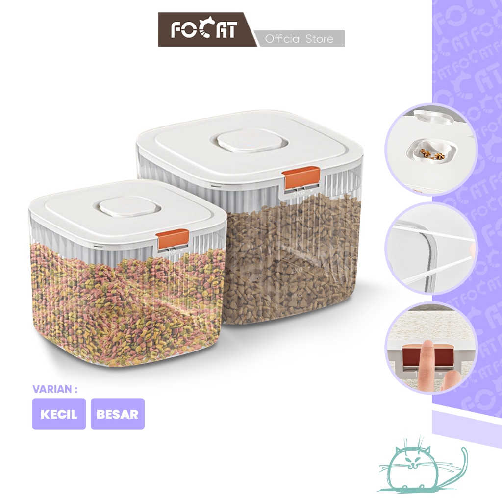 FOCAT Tempat Penyimpanan Makanan Hewan Transparan E20-E22 Pet Food Dispenser