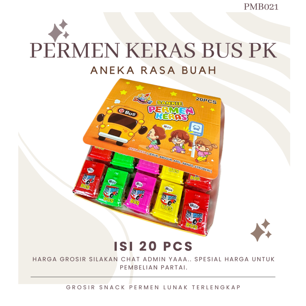 

Candy Bus Mini Isi 20 Permen Bus Permen Lunak Import Viral Jajanan Kekinian Snack Lebaran