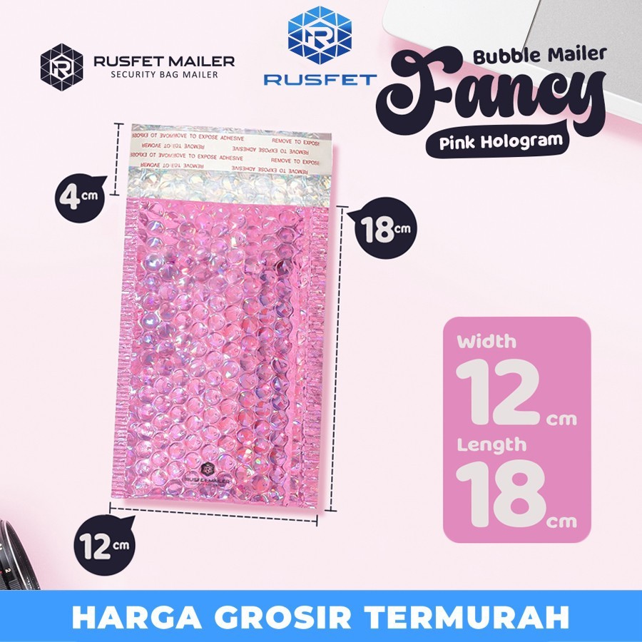 

AMPLOP BUBBLE MURAH|BUBBLE MAILER|BUBBLE PACKING PINK HOLOGRAM 12x18