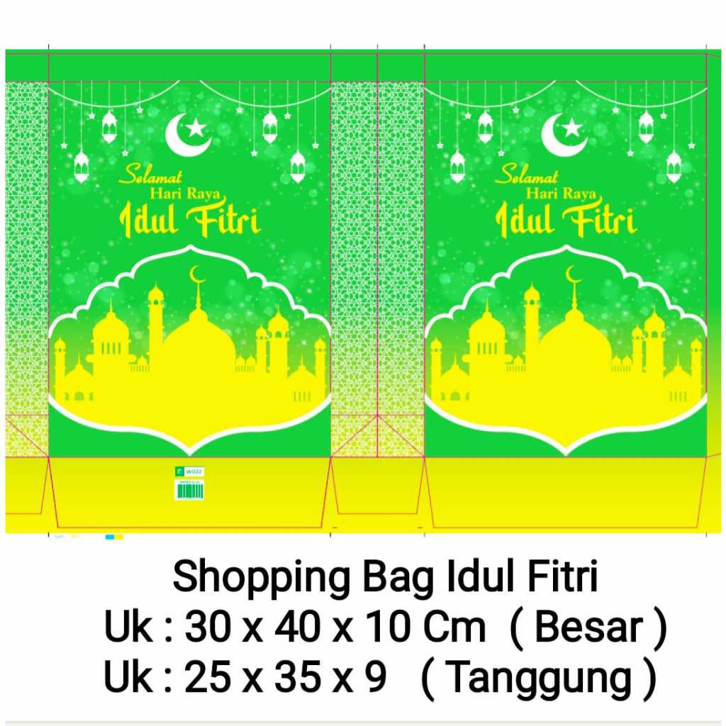 

shopping bag idul fitri lebaran achiang besar ukuran 30 x 40 x 10 cm satuan hampers kemasan tas