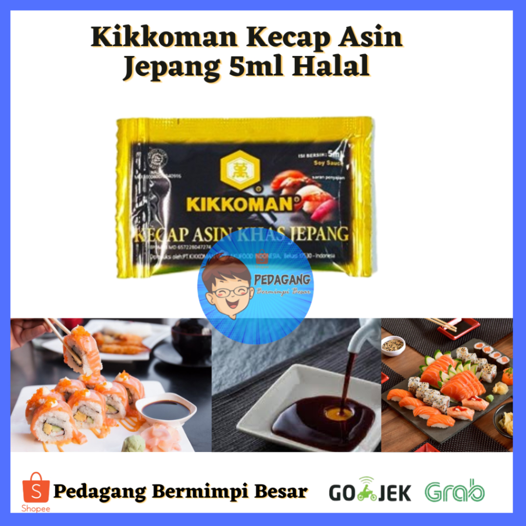 

Kikkoman Kecap Asin Jepang 5ml / Kikkoman Soy Sauce Sachet Shoyu Kecap Asin Jepang Halal/ Kikkoman shoyu sachet/ Kikkoman Kecap Asin/ Sushi Soy Sauce/ Kecap Asin 5ml