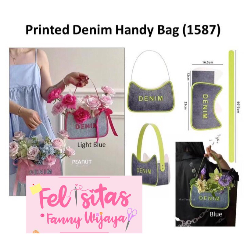 

PrintedDenim HandyBag FlowerBag KotakBunga TasBunga barangflorist -ATB
