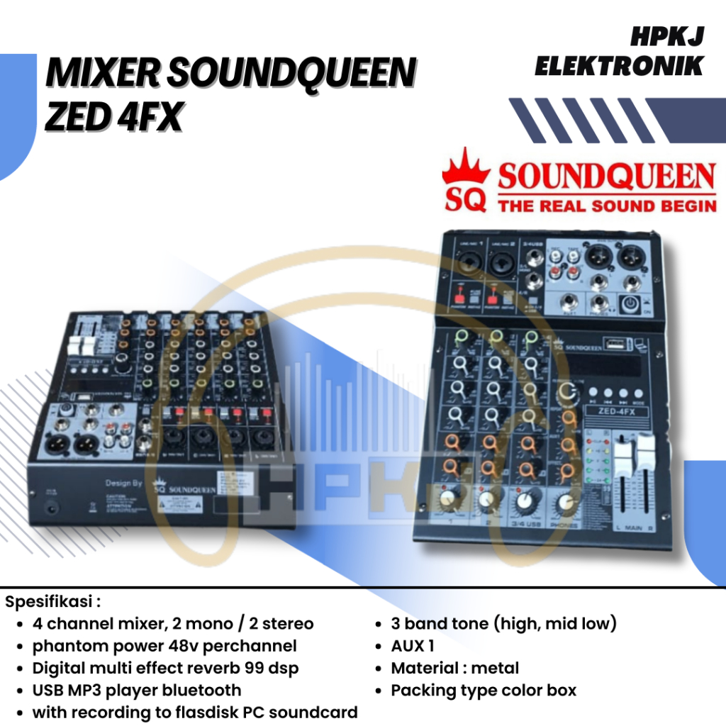 MIXER AUDIO SOUNDQUEEN ZED 4 FX 4 CH MIXER SOUNDQUEEN ZED 4FX