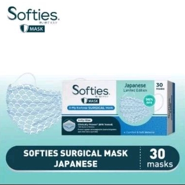 Masker Softies Daily Polos - Masker Surgical Batik isi 30 - Softies  Surgical 3ply Medis  - Earloop 