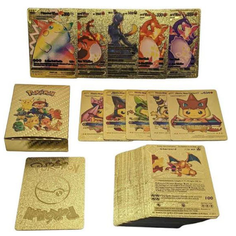 LIMITED pokemon gold card black card silver card hologram series pikachu kartu