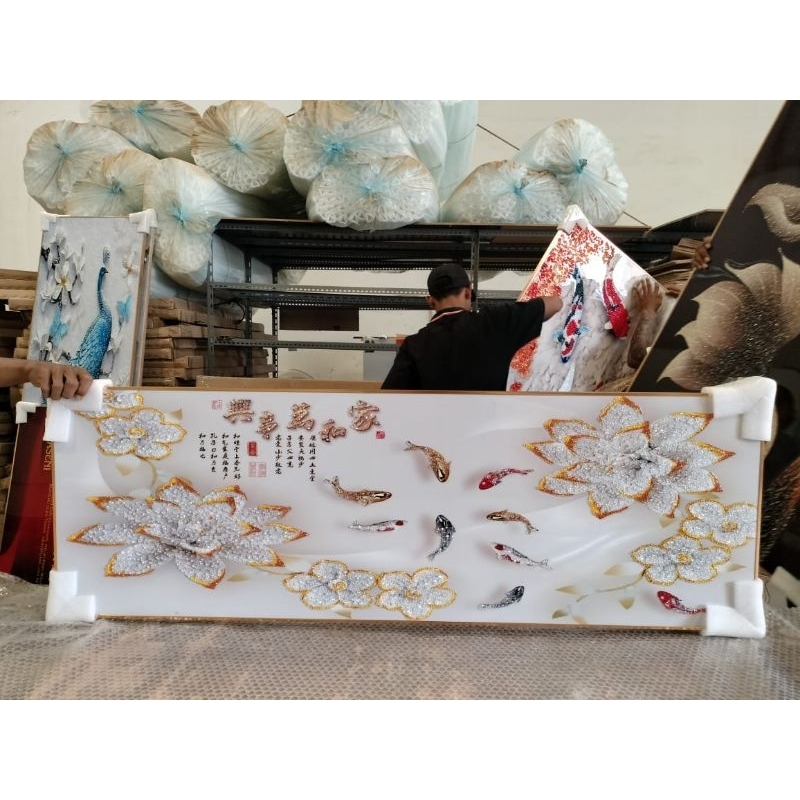 Lukisan porselain Diamond Crystal 5D /lukisan mewah koi