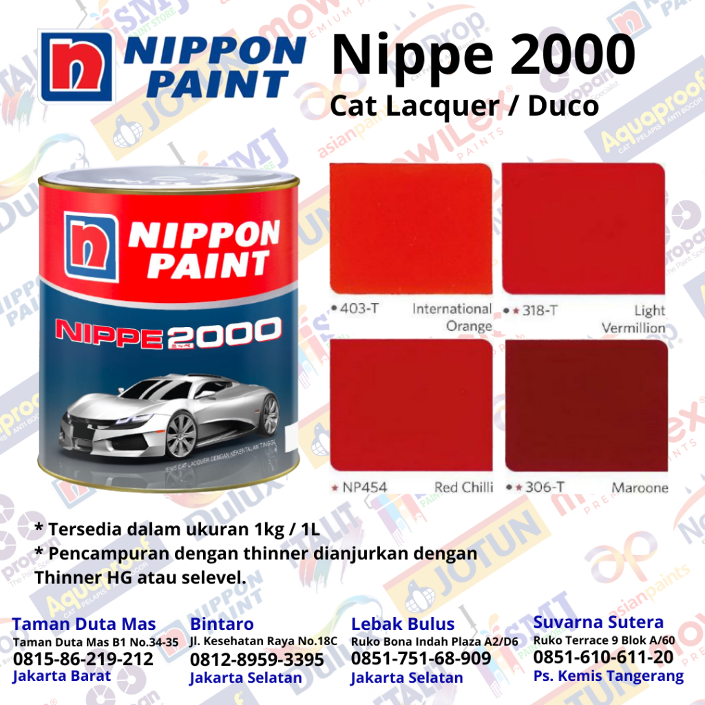 CAT DUCO NIPPE 2000 - warna Merah KEMASAN 1KG
