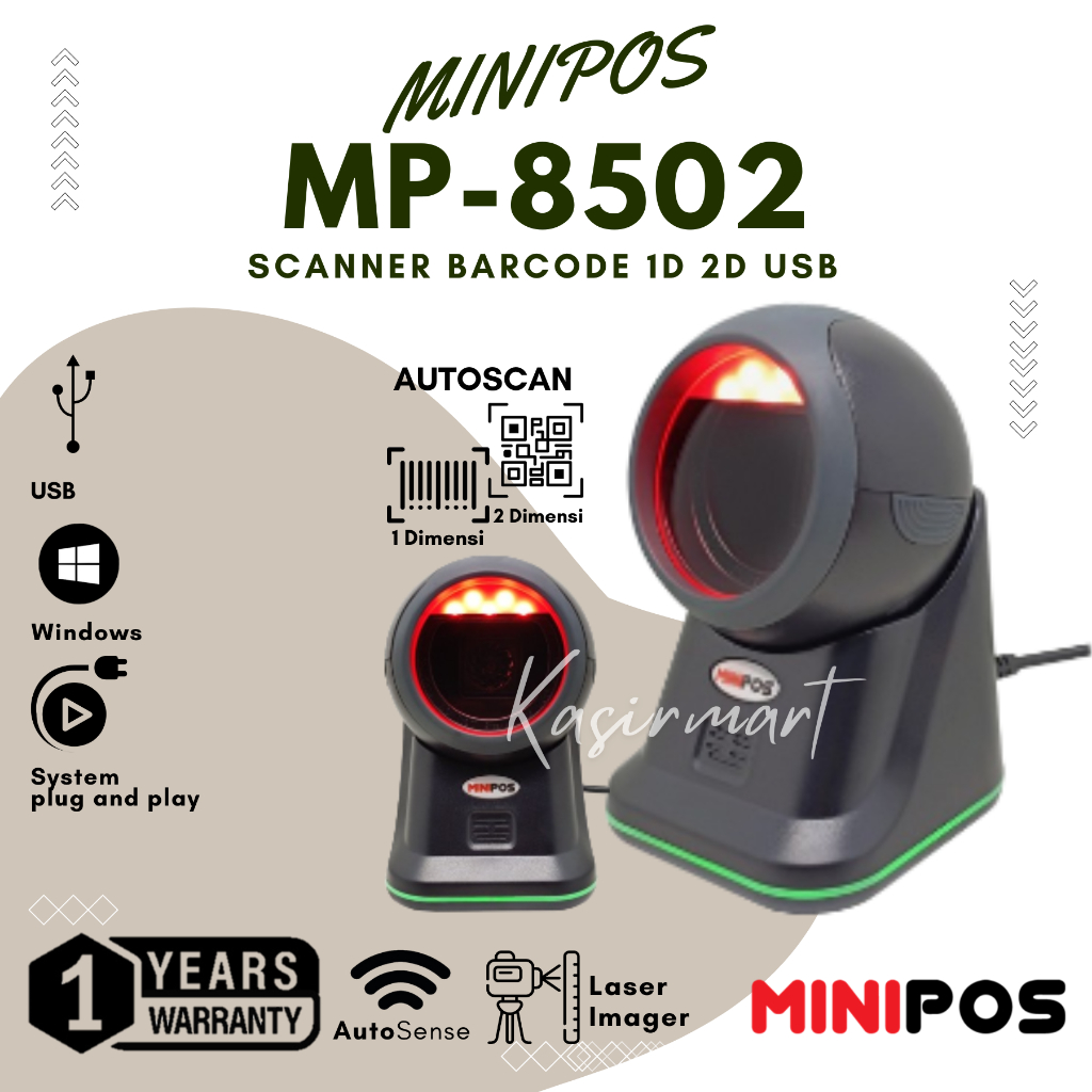 Scanner Barcode Minipos DSCAN MP8502 1D 2D OMNI Barcode Scanner Auto Scan Minipos MP 8502 MP-8502