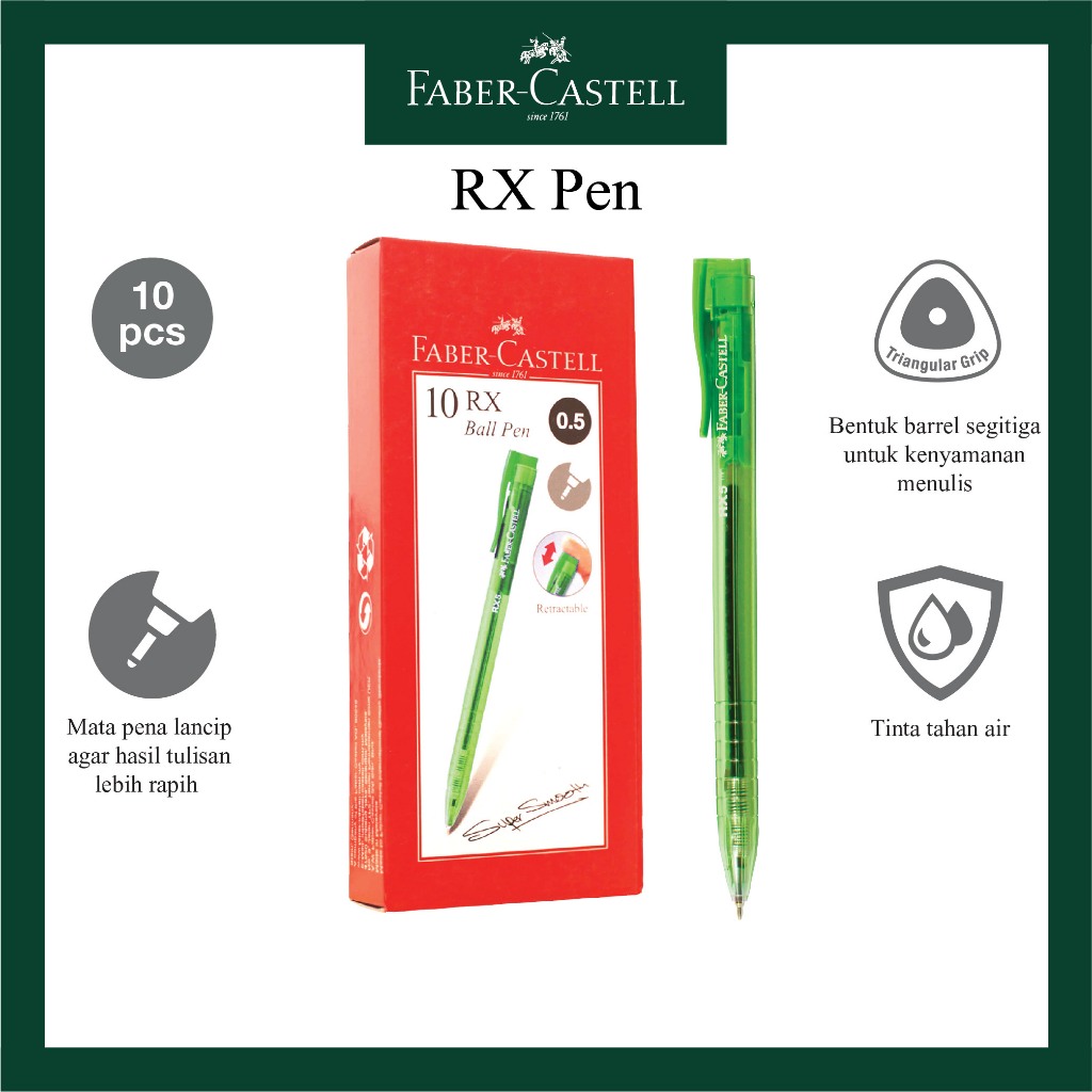 

RB Pulpen Faber Castell / Bolpen RX 0.5 MM Per Box / Isi 10 Pcs