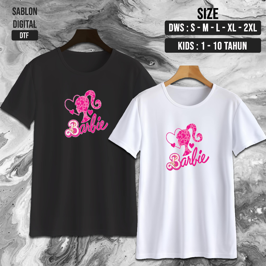 NW0211 Kaos BARBIE LOVE / Kaos BARBIE / kaos BARBIE FAMILY / Baju Kaos Oblong / Baju Anak / Kaos Dew