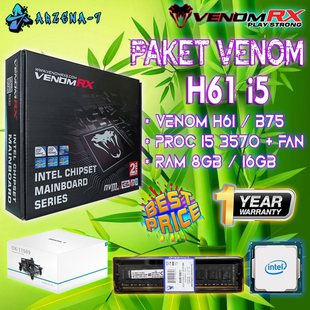 Paket Murah Core i5 3570 Ram ( Motherboard H61 VenomRx + Proc i5 3570 + Ram 8Gb / 16Gb )