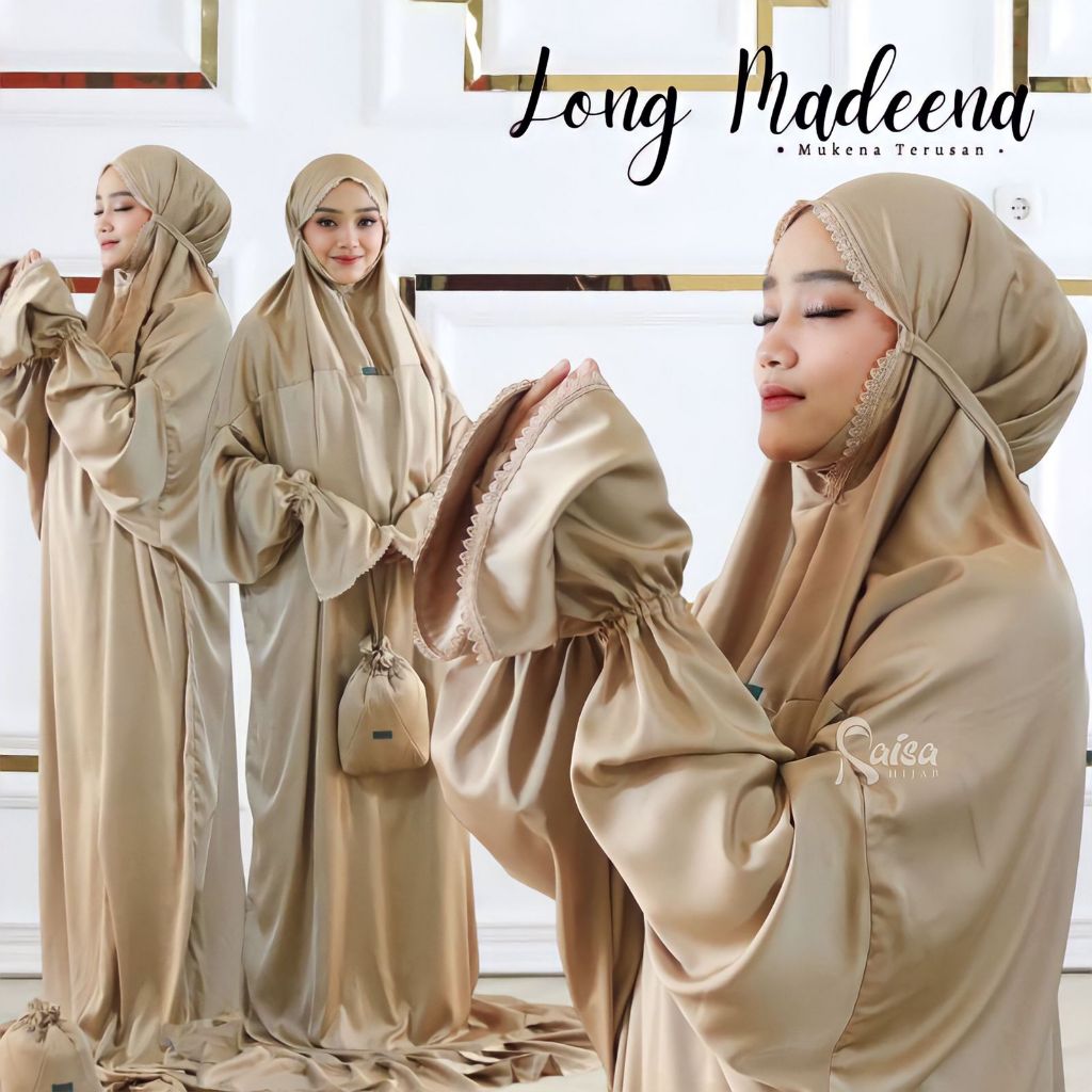Mukena Terusan Long Madeena Silky Premium Original Raisa