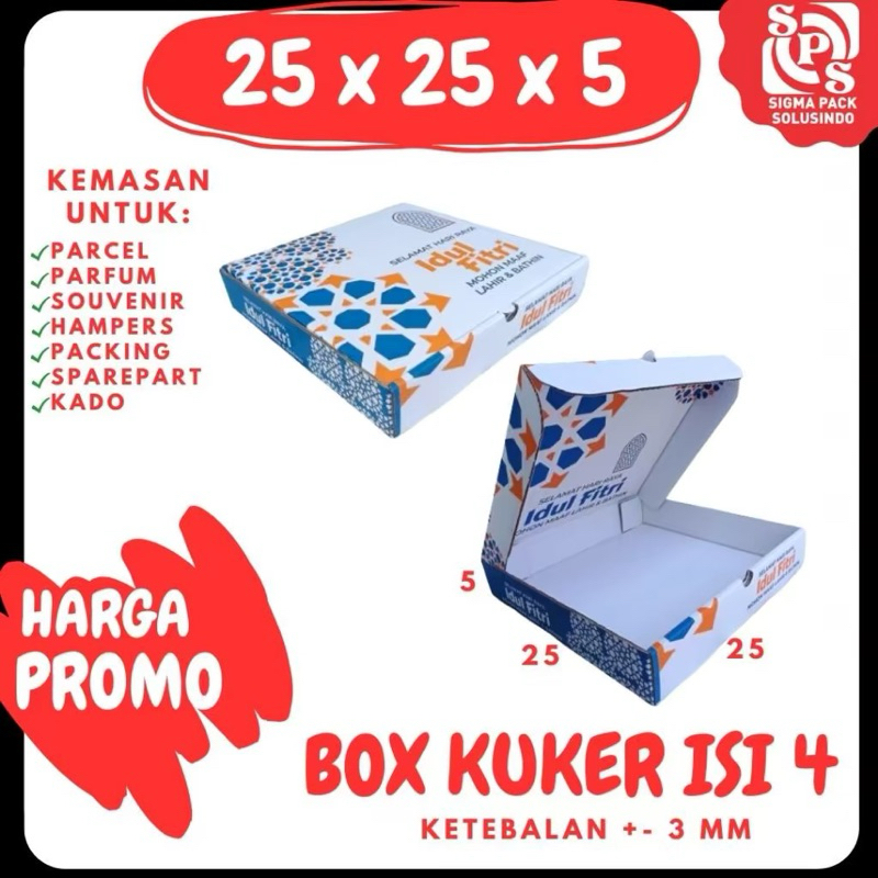 

Box Kuker 25×25×5 (KuKer Toples 250gr isi 4) Kardus Lebaran/Kue Kering/Box hampers/idul fitri/eid mubarak/Box Kuker/Box Kue Kering/ied Mubarok