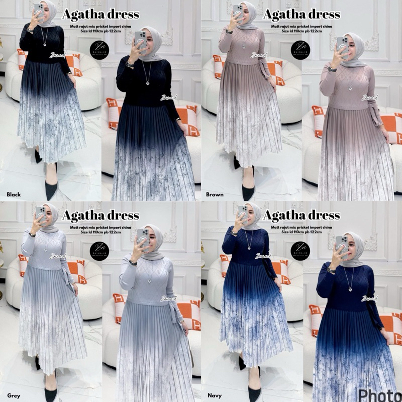 NEW Agatha Dress Plisket Zara Women | Mat. Rajut Mix Prisket Import China | Dress Plisket Premium | 