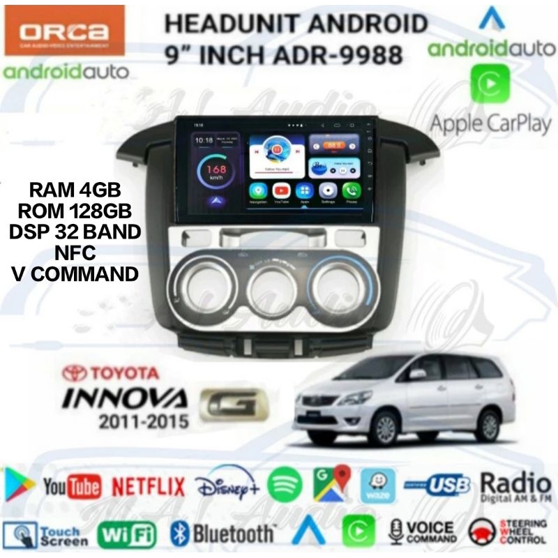HEAD UNIT TAPE TV MOBIL OS ANDROID ORCA TOYOTA GRAND INNOVA TYPE E/G/V THN 2011-2015 RAM 4GB/128GB L