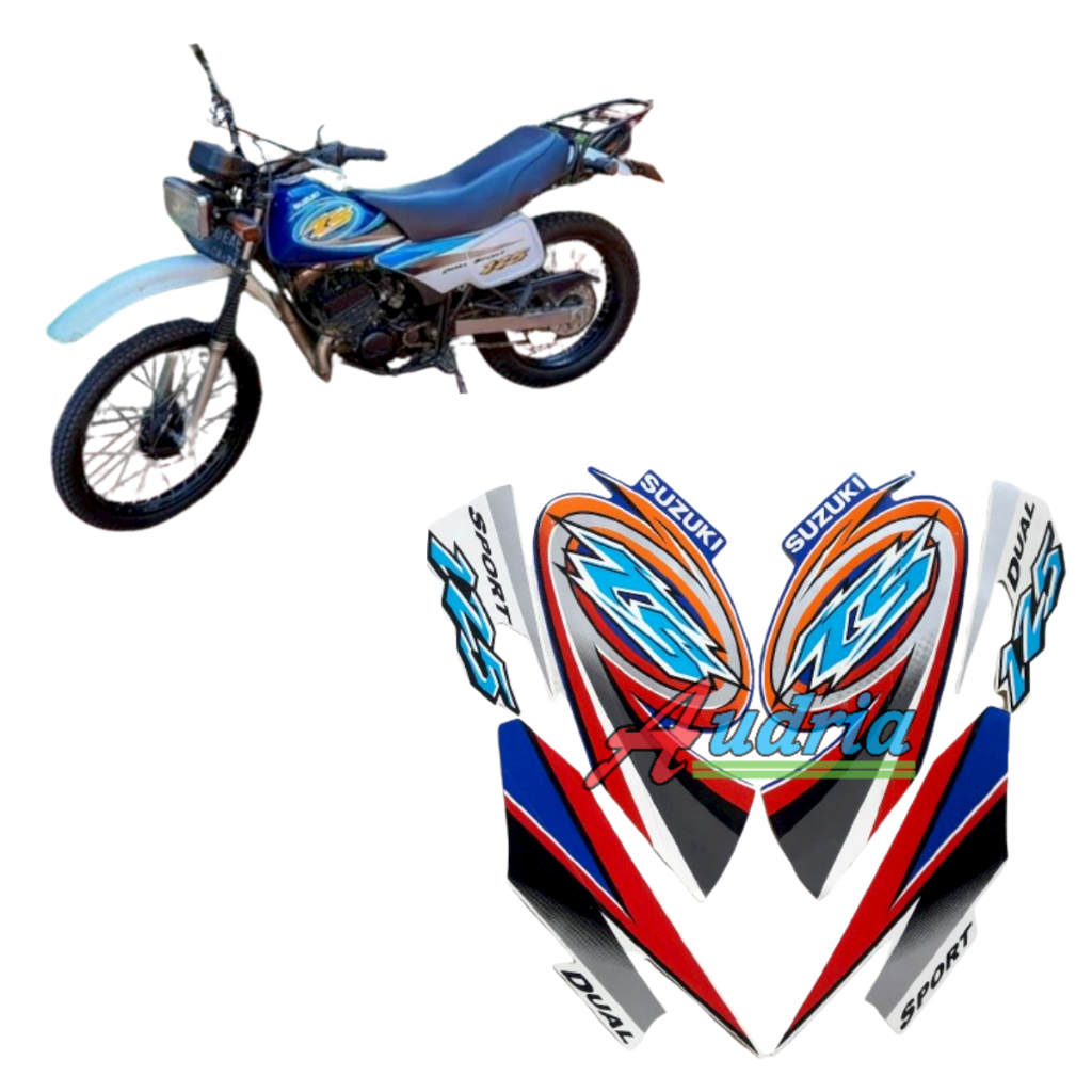 Striping Sticker Body Motor Suzuki TS 125 2004 Biru-Merah