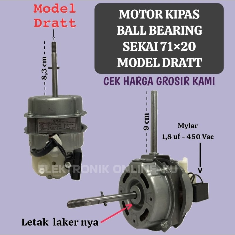MOTOR KIPAS ANGIN DINAMO FAN BALL BEARING SEKAI 71×20 MODEL DRAT