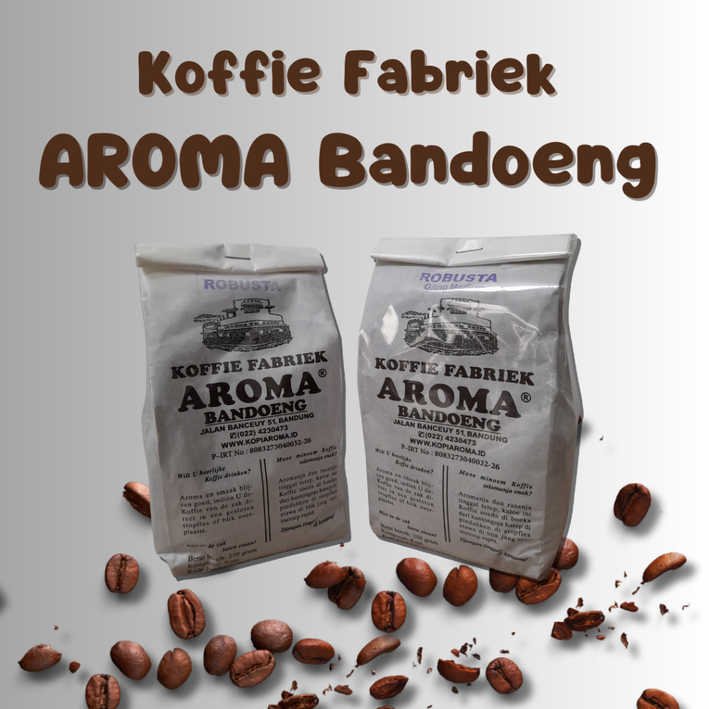 

Kopi Aroma Robusta (250 Gram) - 100% Koffie Fabriek Aroma Bandoeng Asli