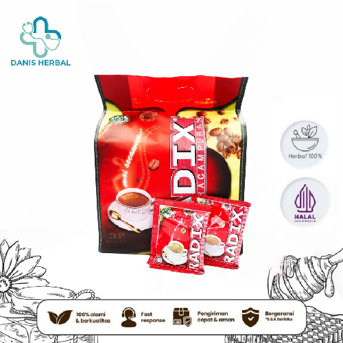 

Kopi Herbal Ginseng Plus Tongkat Ali - RADIX Cafe 1 Box isi 32 Sachet