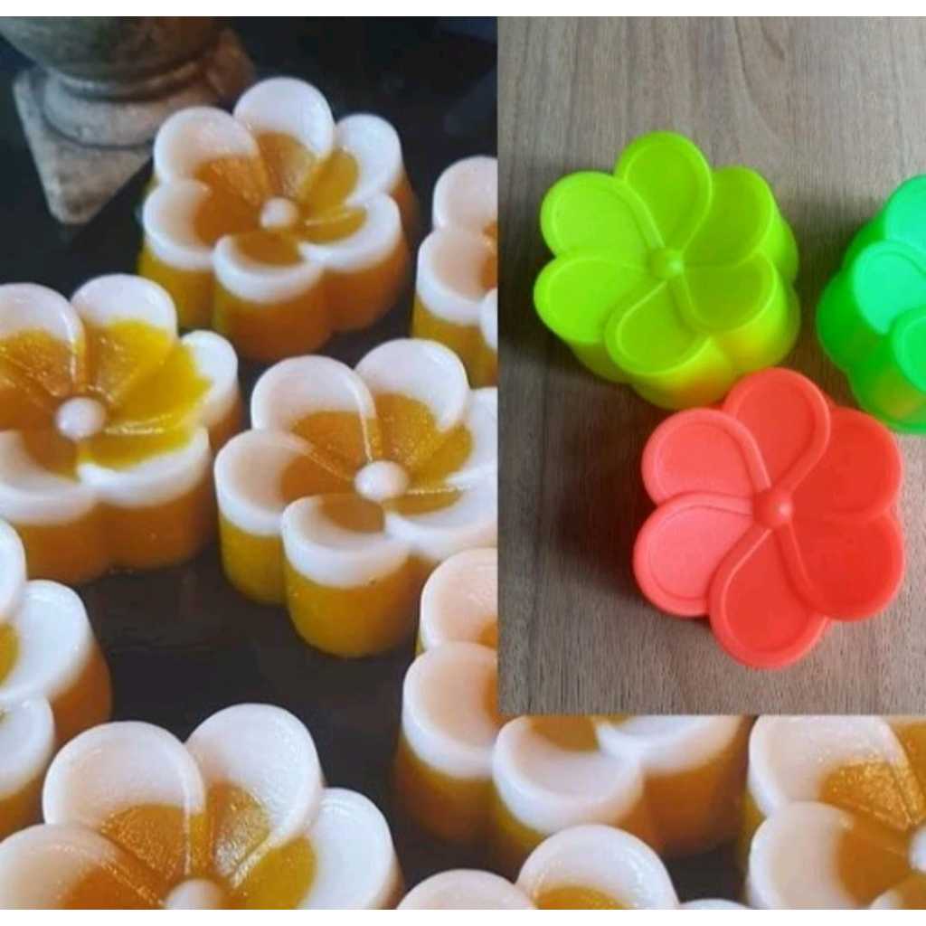 12Pcs Cetakan Puding Plastik Motif Bunga Jasmine Cetakan Bolu Kukus Kue Talam