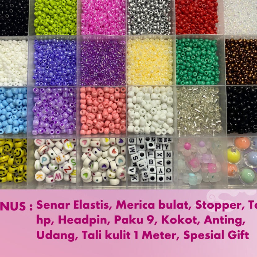 berkualitas Manik Manik Pasir 1 Box  Paket Manik Manik DIY  DIY Meronce  Set Manik Manik 1 Box isi 2
