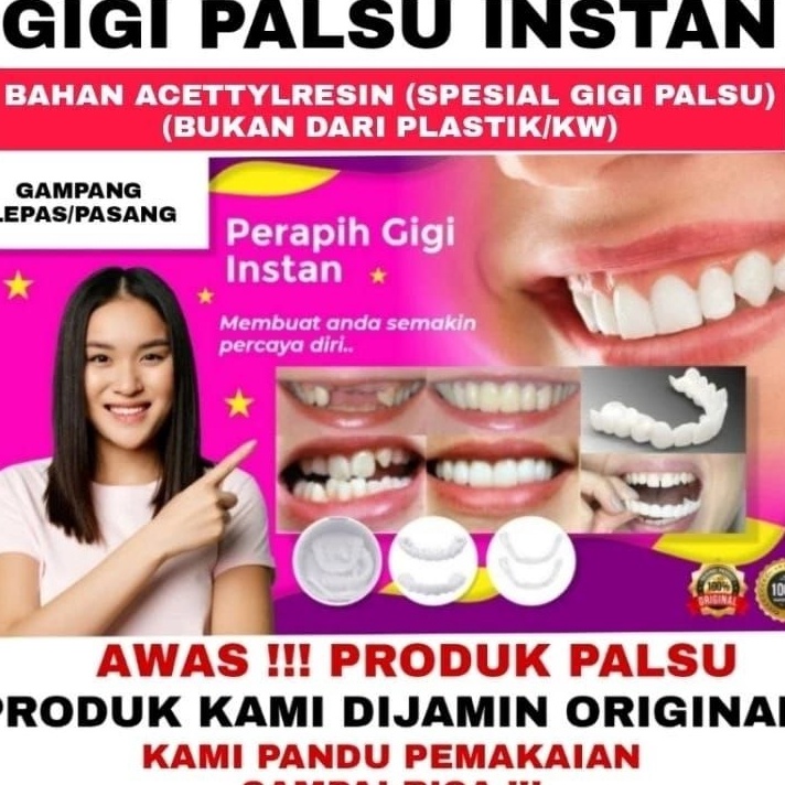 Ekstra Gigi Palsu Atas Bawah Satu Set Venner Gigi Snap On Smile 1 ORIGINAL Authentic  Gigi Palsu Snapon Smile Silikon 1